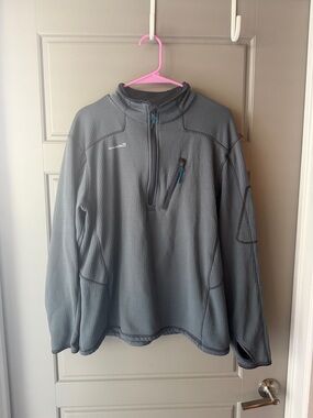 Avalanche Gray Quarter-Zip Utility Jacket with Blue Zipper Accent